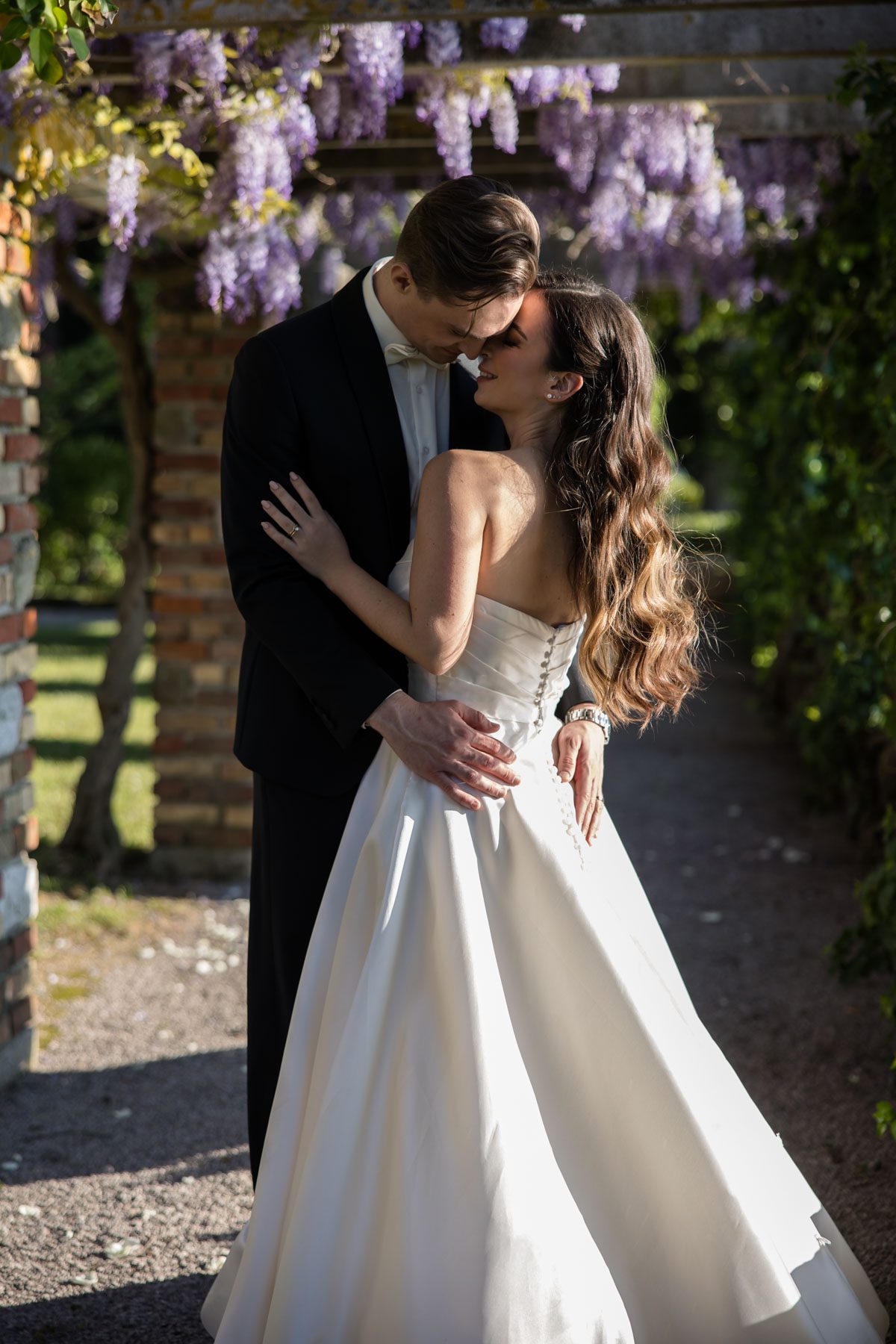 Destination wedding inspiration at Villa Tartini featuring wisteria pergola and Adriatic coastline.