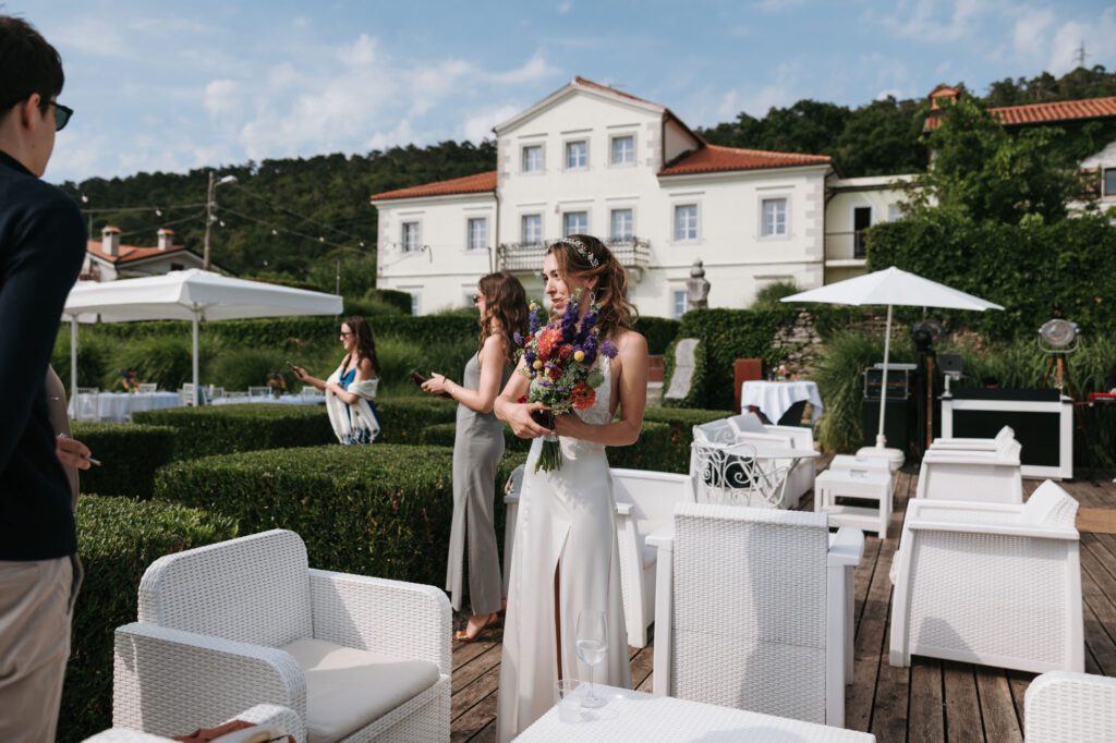 villa bonomo wedding reception trieste italy outdoor aperitivo bride garden