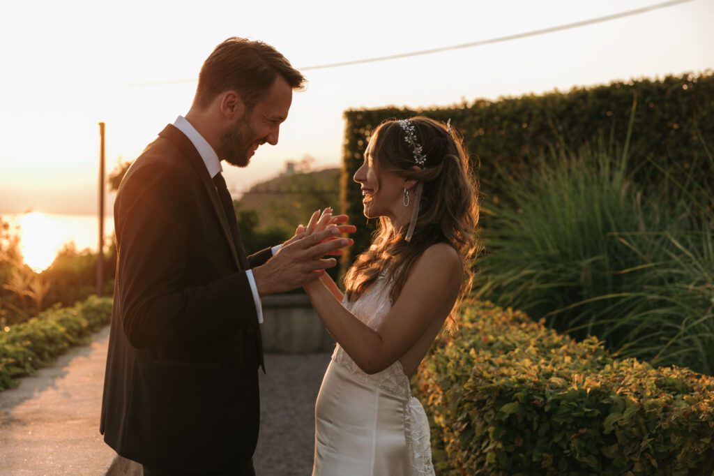 villa bonomo wedding couple golden hour trieste italy romantic sunset moment