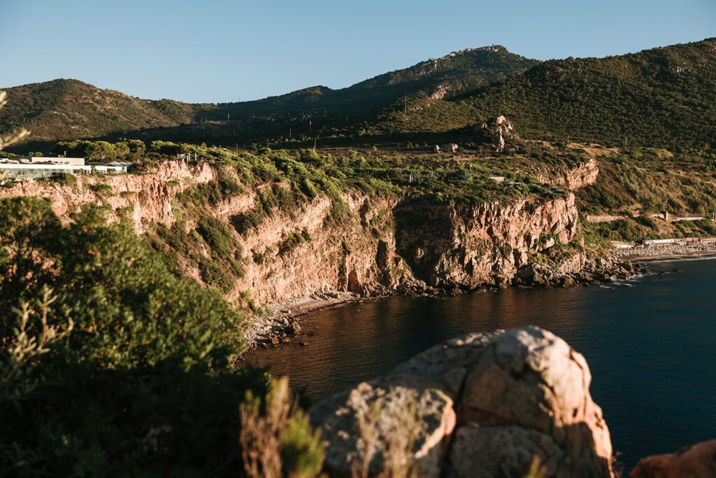 coastline of Cefalù Sicily with dramatic cliffs and Mediterranean sea view