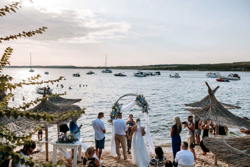 Island Levan Croatia wedding beach on sunset Istria