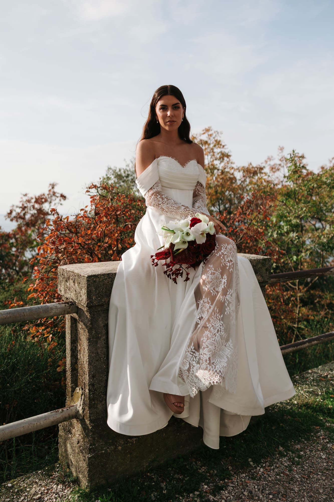 Elegant bridal portrait at a scenic wedding photography location near Trieste, Italy