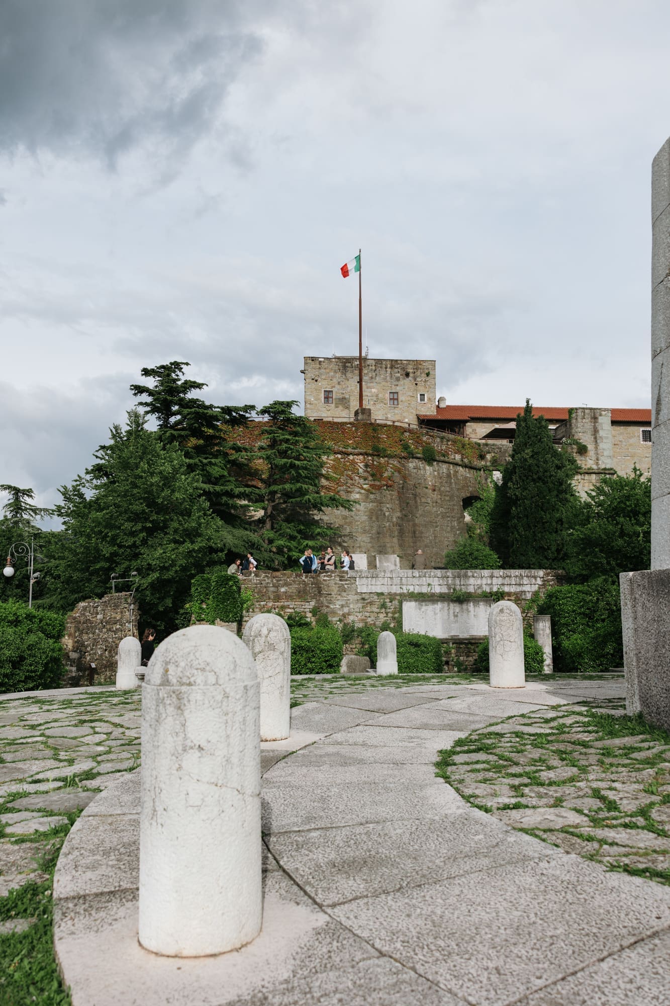 Historic stone walls and gardens of Castello di San Giusto, one of the most scenic viewpoints in Trieste, Italy