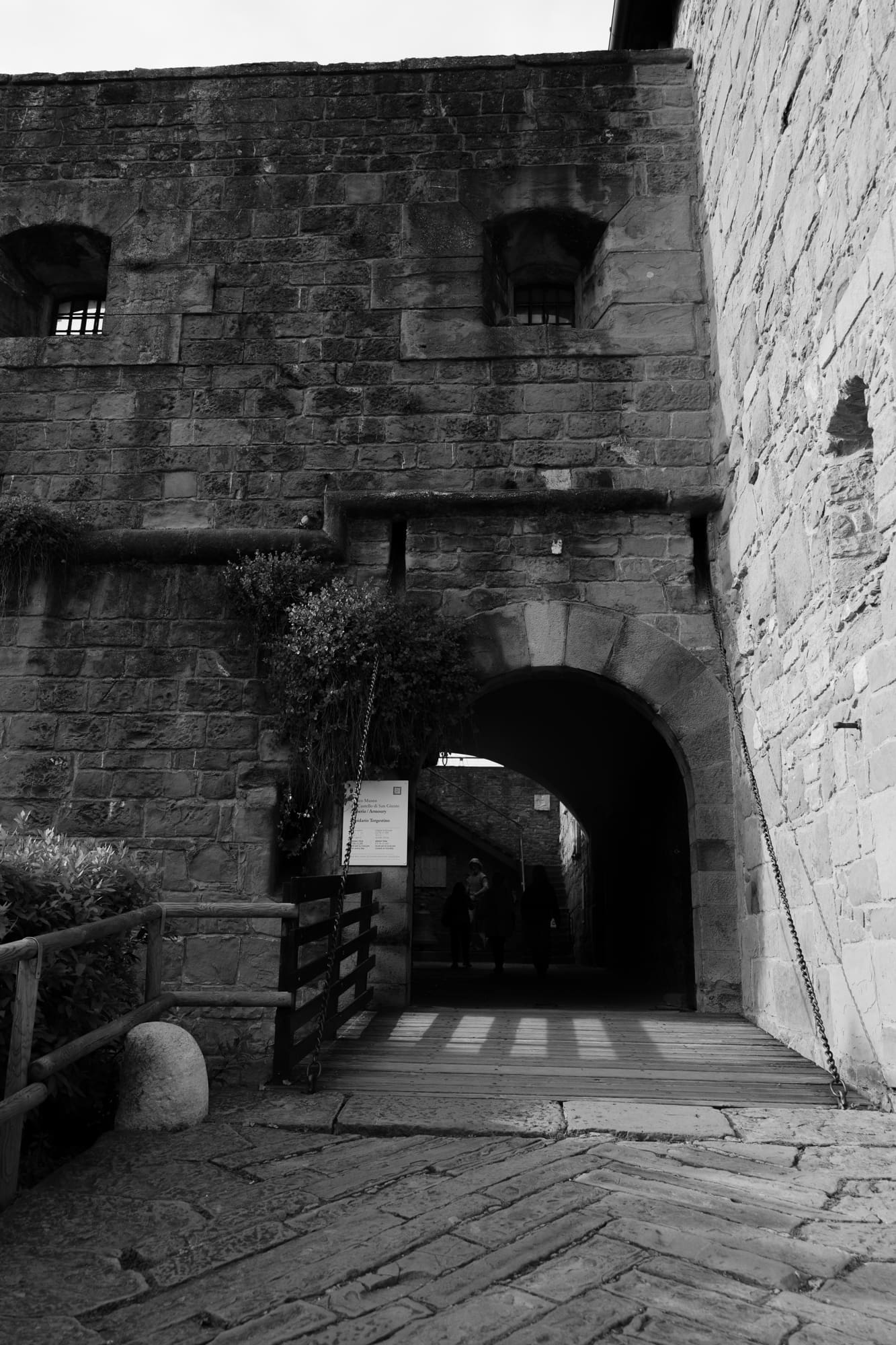 Stone entrance and medieval walls of Castello di San Giusto, one of the most historic landmarks and wedding photo locations in Trieste, Italy